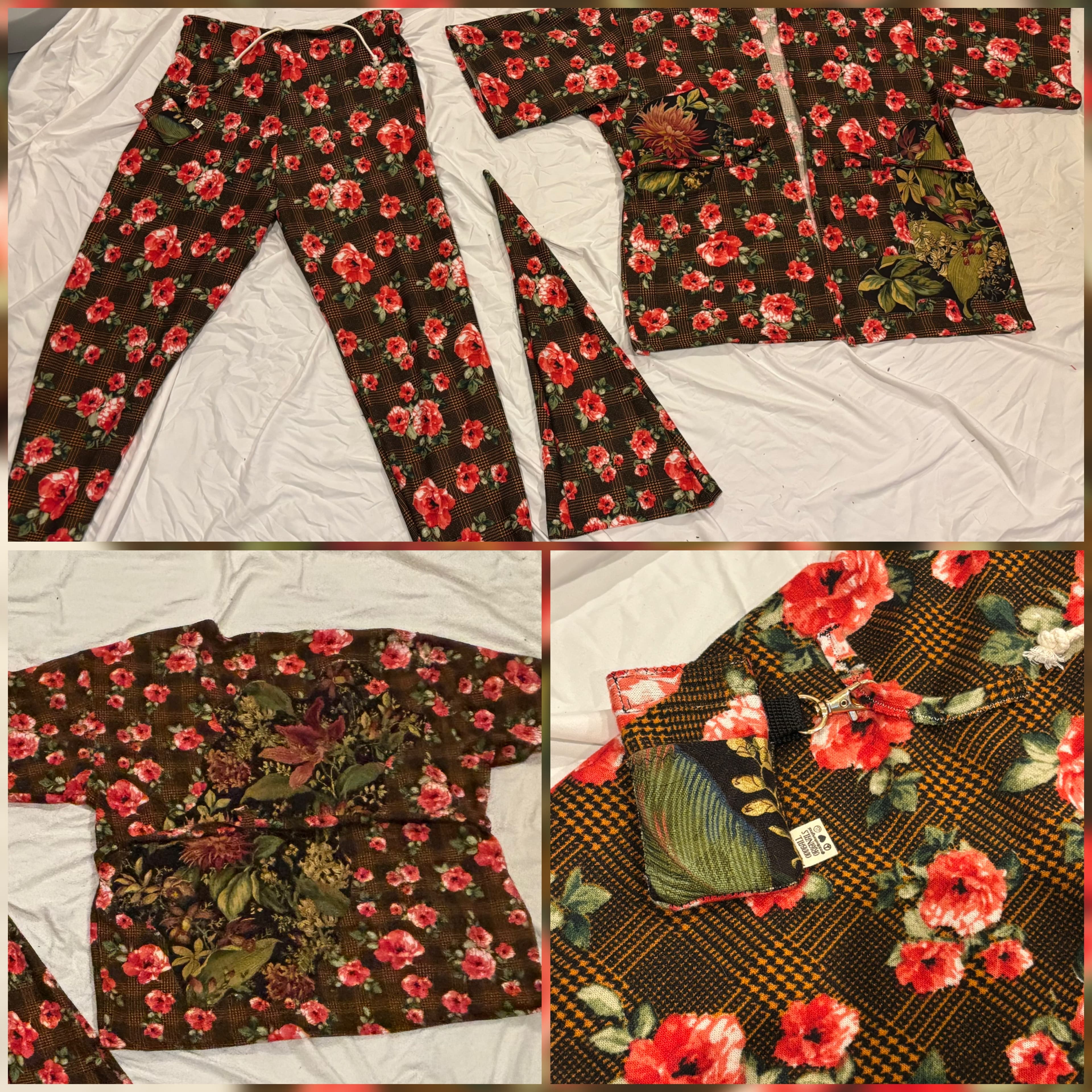 Reworked cropped denim vest with painted back panel.